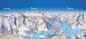 Map about the mountains in Davos Pischa Jakobshorn and Rinerhorn