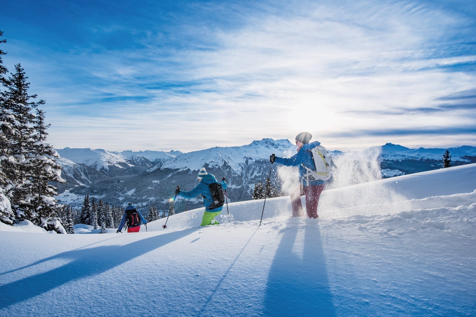 Skifahren im Winter in Davos Klosters